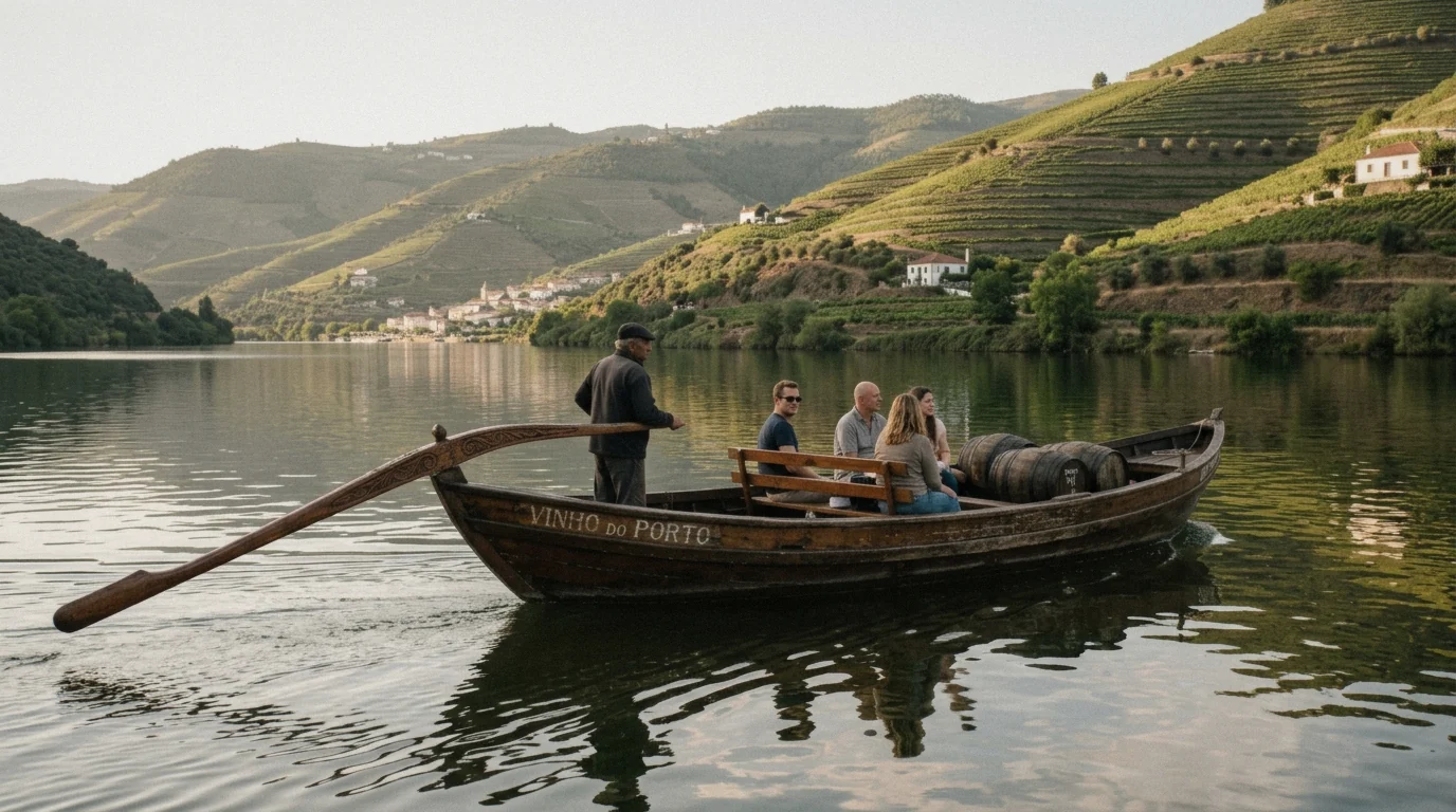 Rabelo boat at Pinhão quay on the half-day Douro Valley cruise and Croft tasting tour