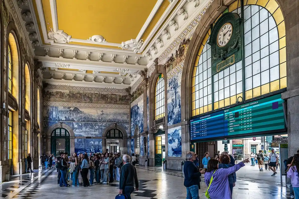 São Bento station tiled hall in Porto, the starting point of the train route to the Douro Valley